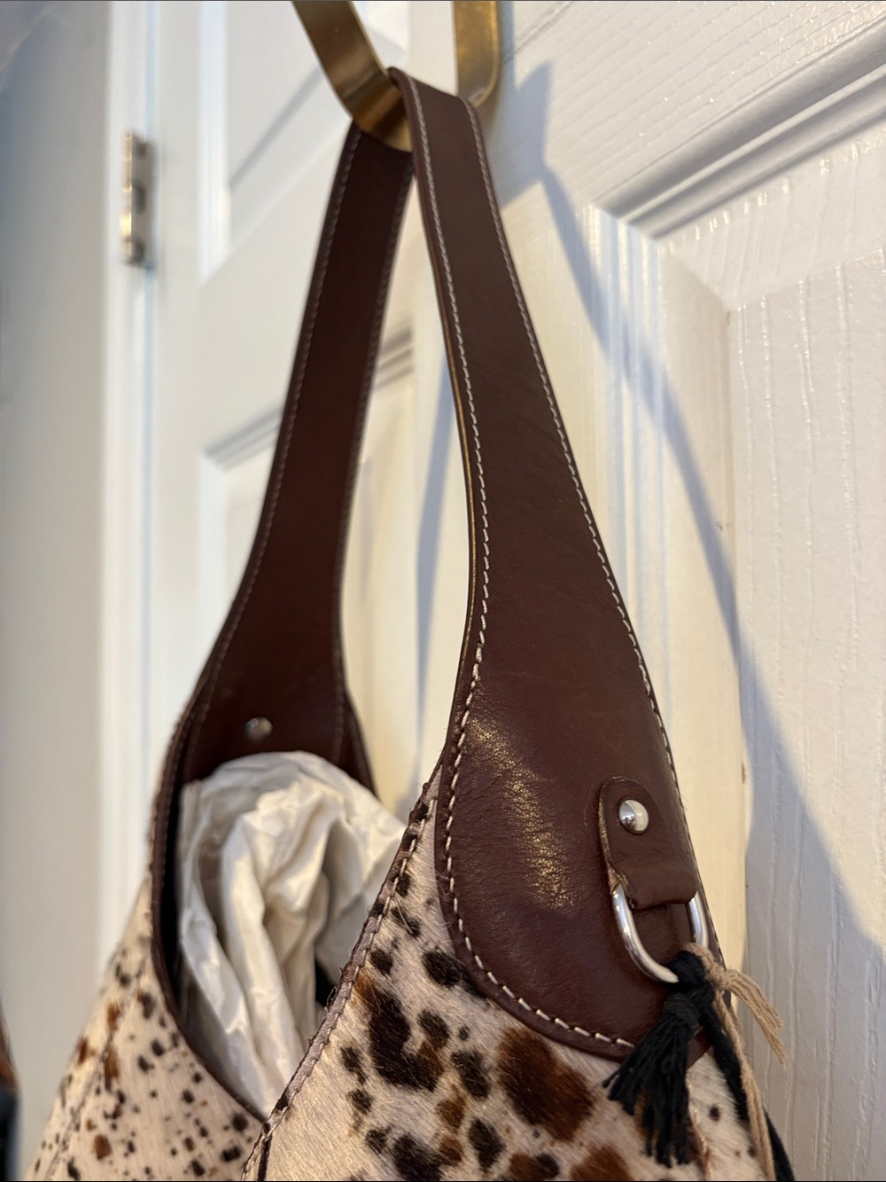 BNWT CAVALCANTI Cowhide Brown Black Speckle Shoulder Bag Genuine Italian Leather - Picture 13 of 13